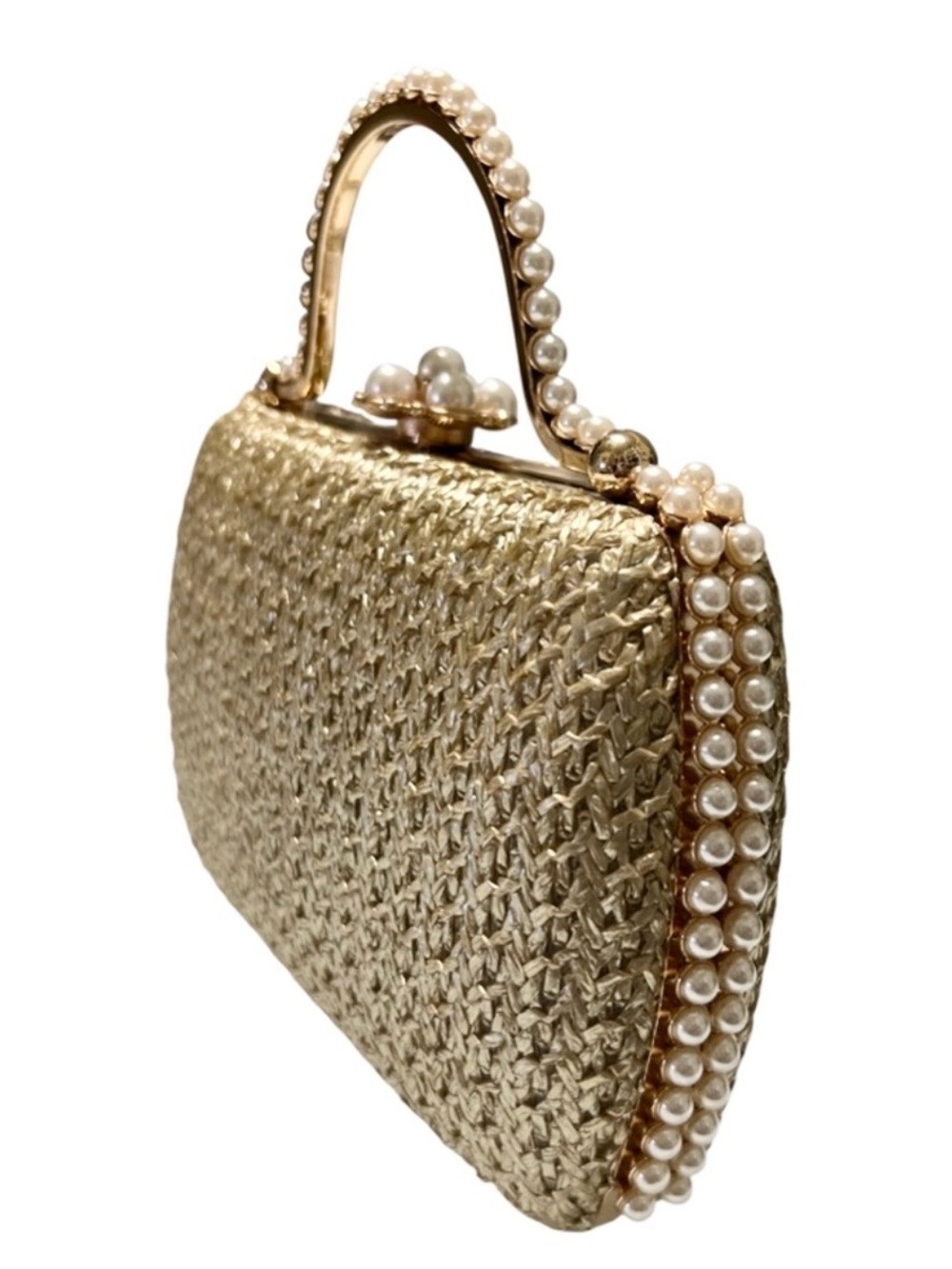 House of Harlow 1960 Gold Woven Straw/Raffia Evening Bag - Picture 2 of 7